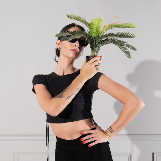 Künstliche Pflanze im Töpfchen Palme Grün 25cm Supergreens