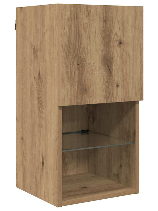 TV Stand made of Wood and Glass with LED Lighting Brown 30x28.5x30cm