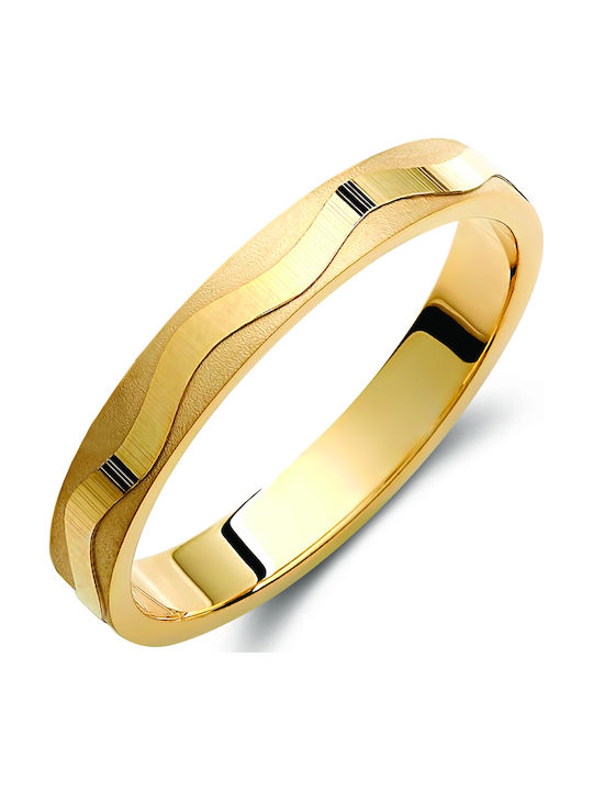 Valauro Yellow Gold 9k Wedding Rings Wavy Line – 3.50mm