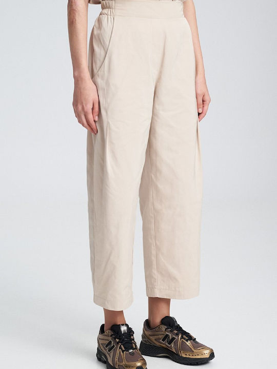Women's Fabric Trousers Balloon Line Beige