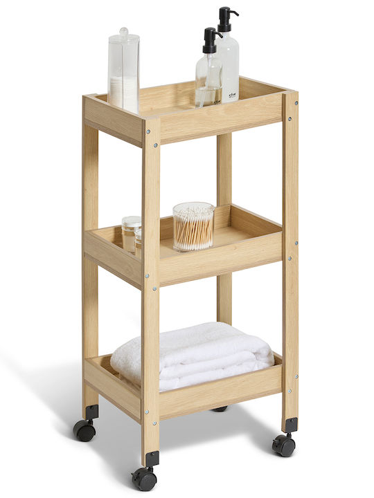Atmosphera Wooden Kitchen Trolley 3 Tiers Brown 40x30x80cm