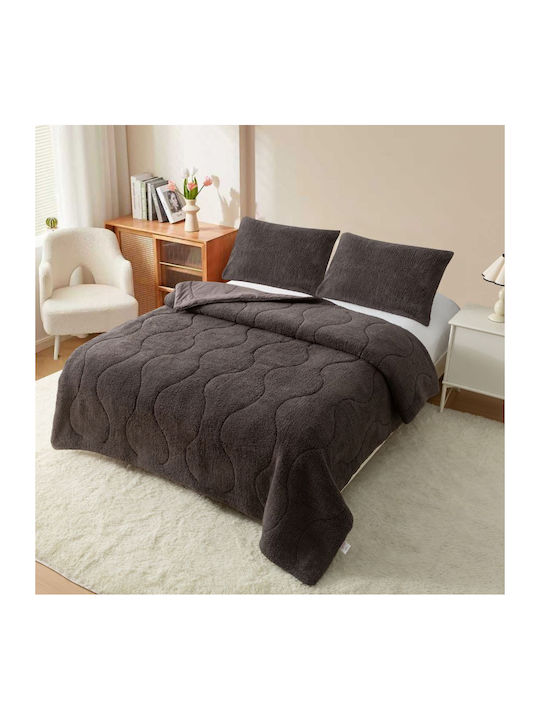 Homeone Duvet Cover Set Queen 220x240cm Dark Grey 3pcs 300 GSMGsm