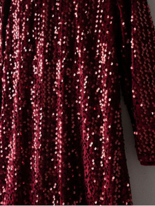 Children's Dress Long Sleeve Velvet Bordeaux