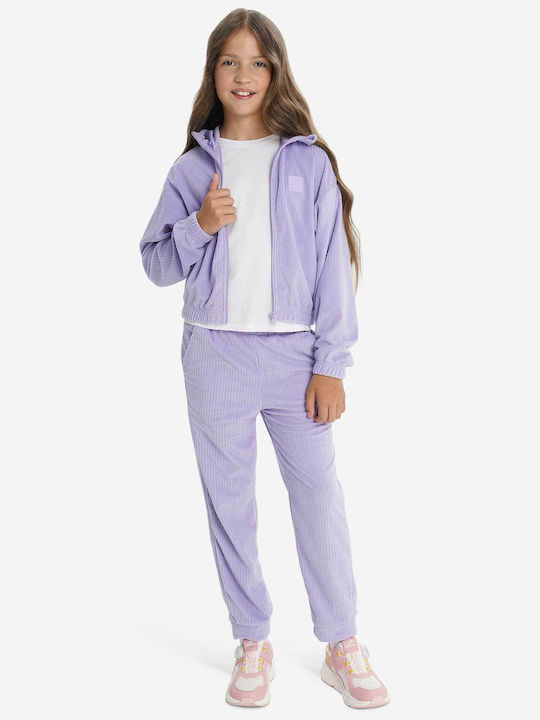 Athletic Kids Cardigan with Hood Purple