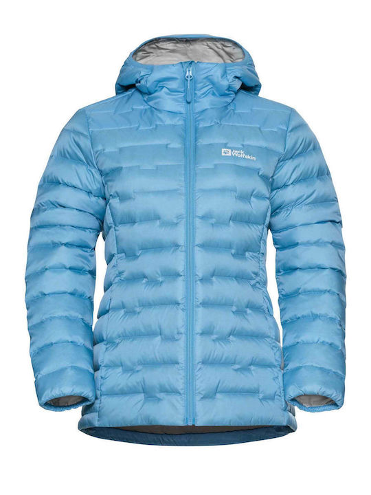 Women's Puffer Jacket Waterproof and Windproof for Winter with Hood Rds Blue
