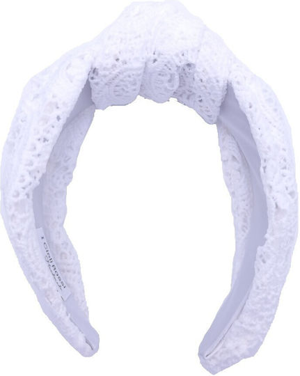 Luxury Headband Lace & Large Knot White