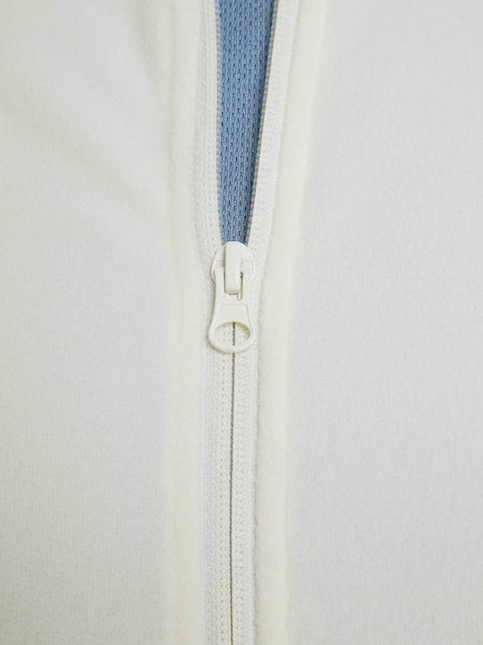 Fleece Γυναικεία Ζακέτα με Φερμουάρ White