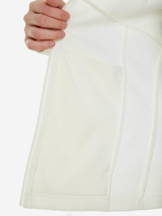 Fleece Γυναικεία Ζακέτα με Φερμουάρ White