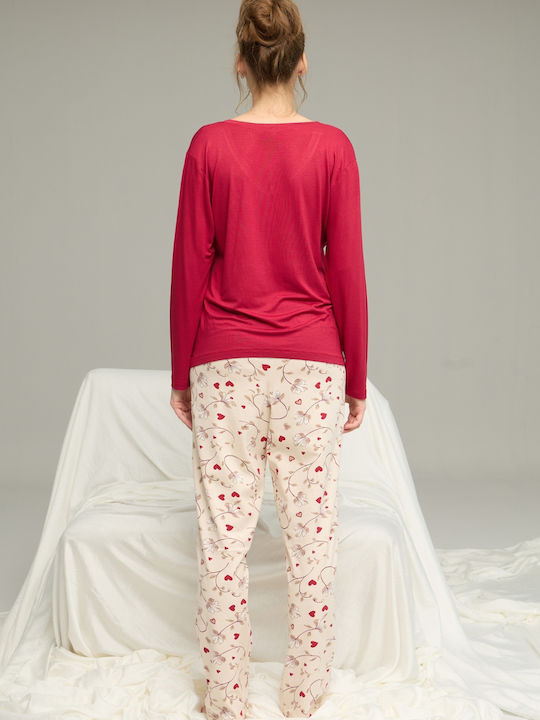 Sexen Set Pijamale pentru Femei Bordeaux Romantic