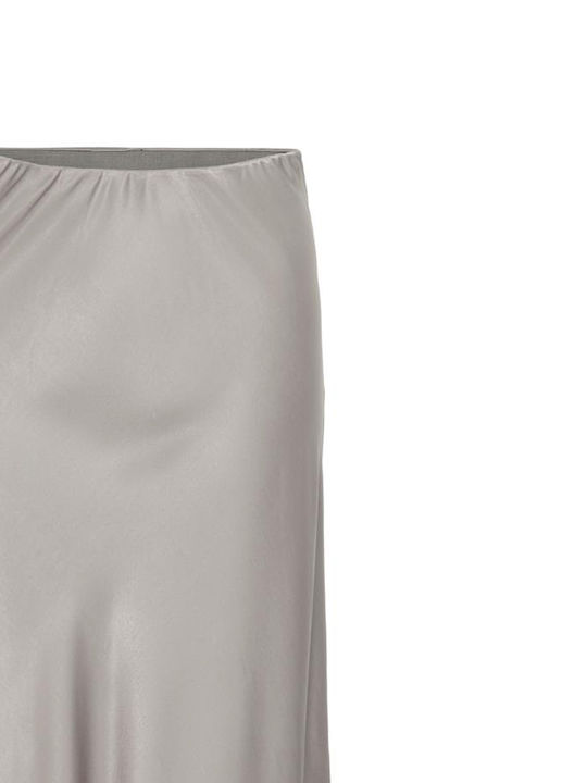 Satin High-waisted Maxi Skirt Gray