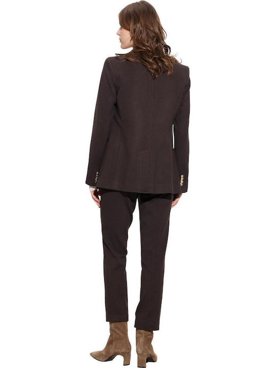 Passager Lung Blazer pentru femei Sacou Brown