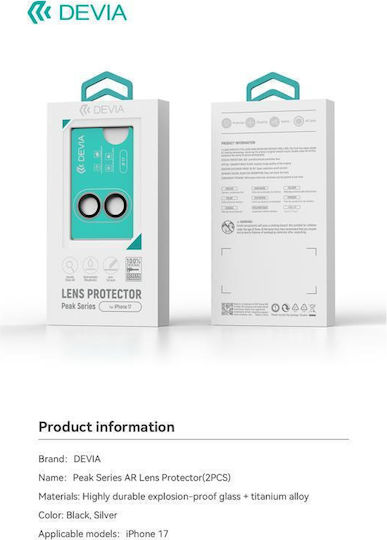 Devia Peak Προστασία Κάμερας Tempered Glass Μαύρο για το Apple iPhone 17
