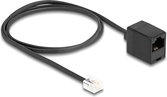 DeLock Flat Τηλεφωνικό Καλώδιο RJ11 6P4C 1m Μαύρο (88092)