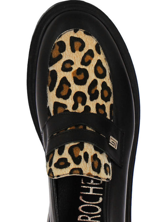 Leather Women's Moccasins in Black Color