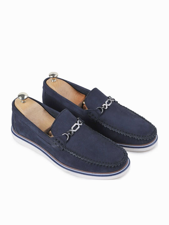 Leder Herren Mokassins in Blau Farbe