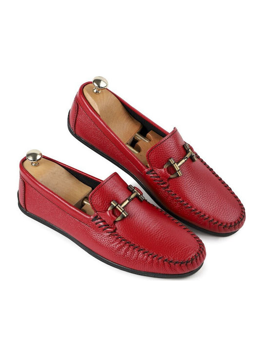Men's Leather Moccasins Red