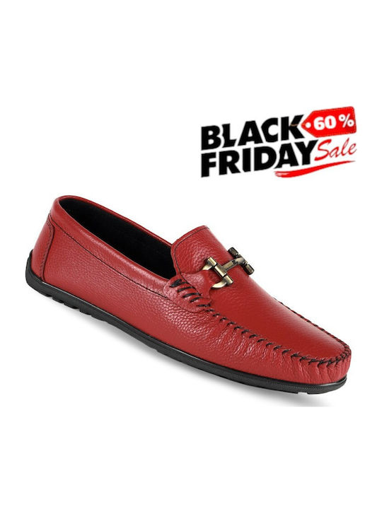 Men's Leather Moccasins Red