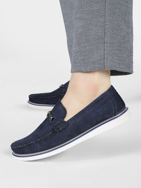 Leder Herren Mokassins in Blau Farbe