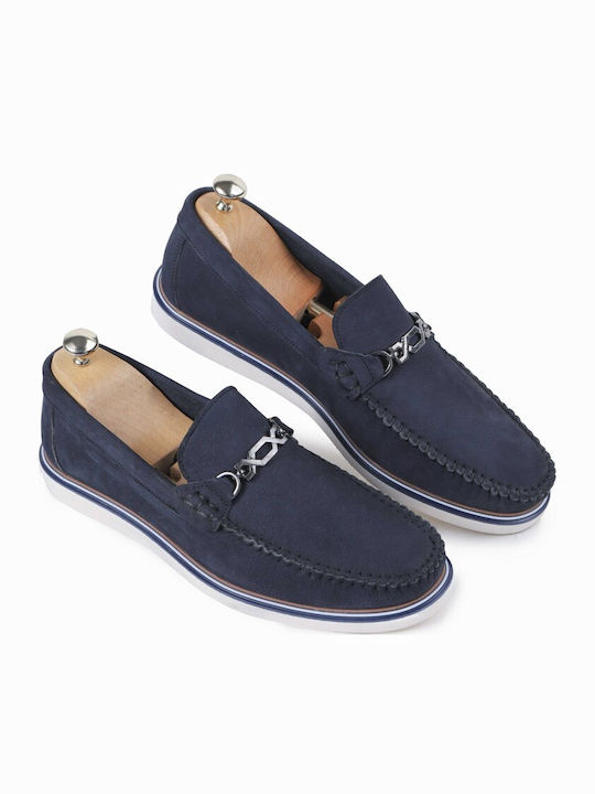 Leder Herren Mokassins in Blau Farbe
