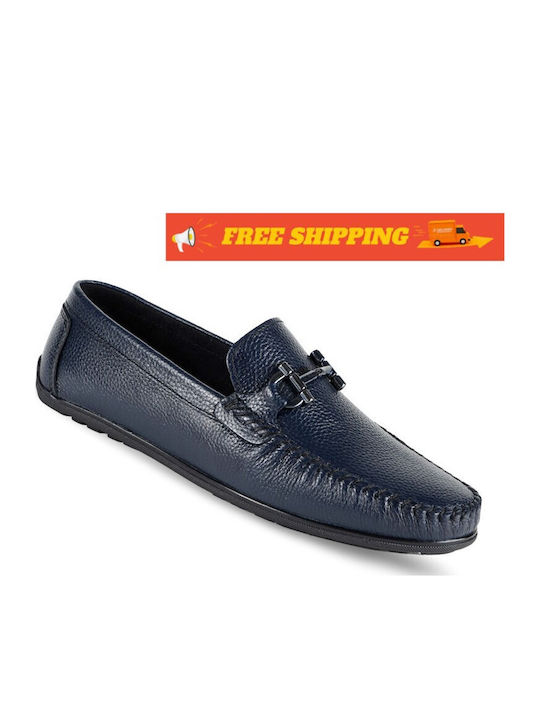 Leder Herren Mokassins in Blau Farbe