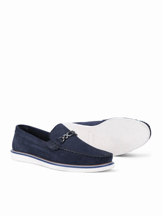 Leder Herren Mokassins in Blau Farbe