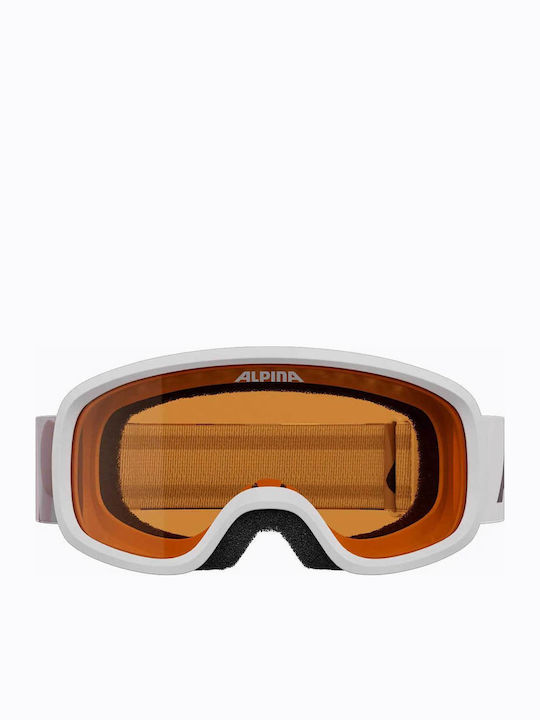 Alpina Μάσκα Σκι & Snowboard Ενηλίκων Λευκή με Φακό Φιμέ σε Πορτοκαλί Χρώμα