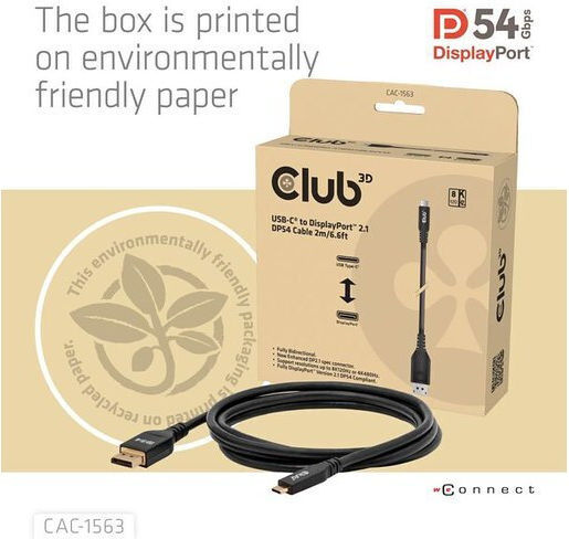 Club3D Video Cable USB-C Male - DisplayPort Black 2m CAC-1563