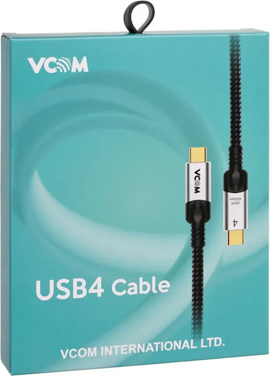 VCOM Braided USB 2.0 Cablu USB-C bărbătesc - USB-C 240W Negru 1.2m