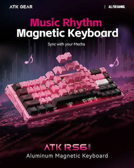 ATK RS6 - 8K Gaming Μηχανικό Πληκτρολόγιο 65% με Gateron Magnetic Jade Pro διακόπτες και RGB φωτισμό (Αγγλικό US) Λευκό
