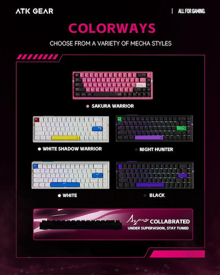 ATK RS6 - 8K Гейминг Механична Клавиатура 65% с Gateron Magnetic Jade Pro суичове и RGB подсветка (Английски US) Черен