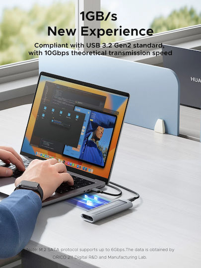 Orico Θήκη για Σκληρό Δίσκο M.2 SATA III NVME με σύνδεση SATA / USB 3.2 / USB 3.1 σε Γκρι χρώμα