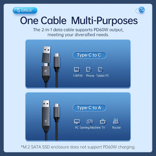 Orico Am2c3-2n-gy Gehäuse M.2 SSD USB-C Externes USB Typ-C Grau