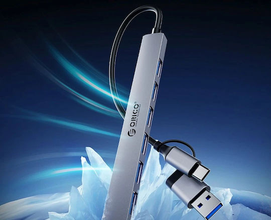 Orico USB Хъб с 15 USB 2.0 Порта и USB-C Интерфейс Сив