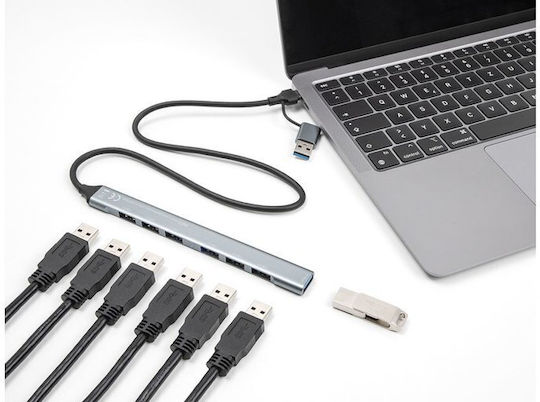 DeLock Hub 7 Θυρών USB 3.2 με σύνδεση USB-A Γκρι