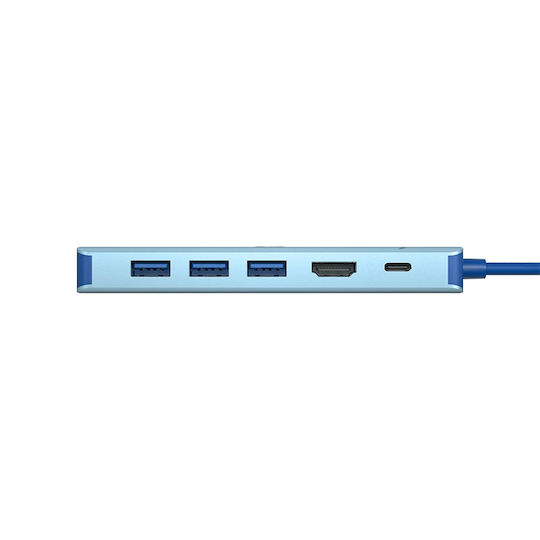 VCOM 6-in-1 USB-C Docking Station with HDMI 4K PD Ethernet Blue
