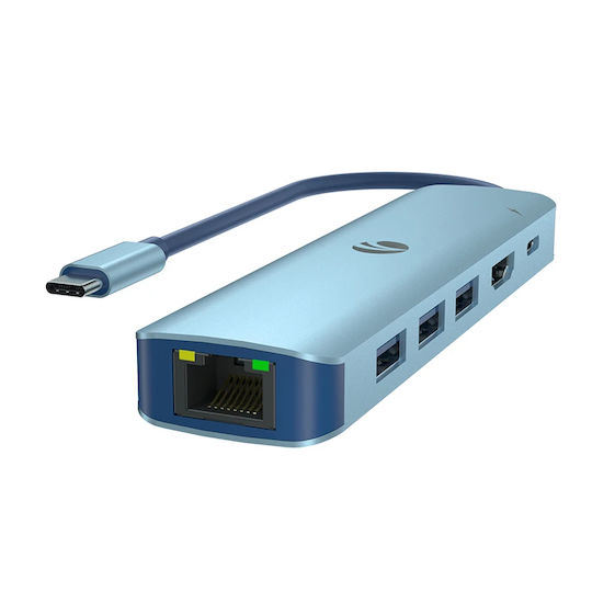 VCOM 6-in-1 USB-C Docking Station with HDMI 4K PD Ethernet Blue