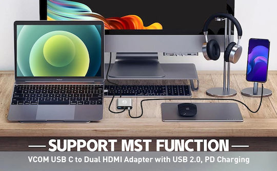 VCOM 4-in-1 USB-C Docking Station με HDMI 4K PD Γκρι
