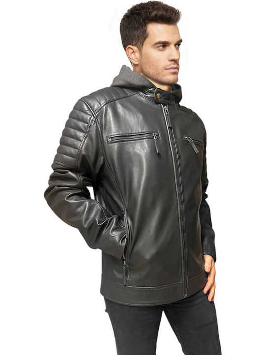 Δερμάτινο Μπουφάν Biker Black