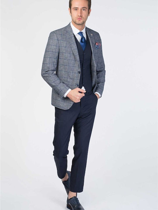 Costum Bărbați Cu vestă Blue