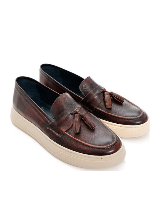 Δερμάτινα Ανδρικά Loafers σε Καφέ Χρώμα