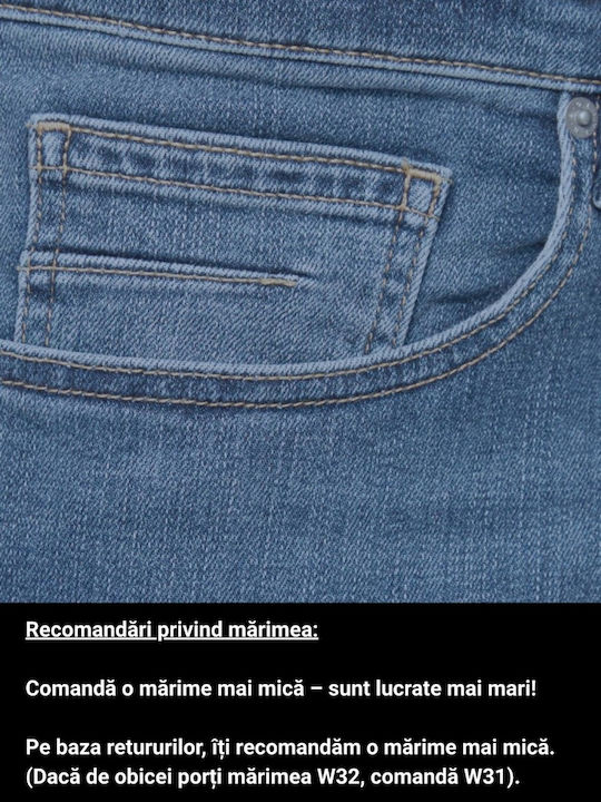 Nelio Pantaloni De Blugi Pentru Bărbați Elastic Slim Fit Albastru Închis