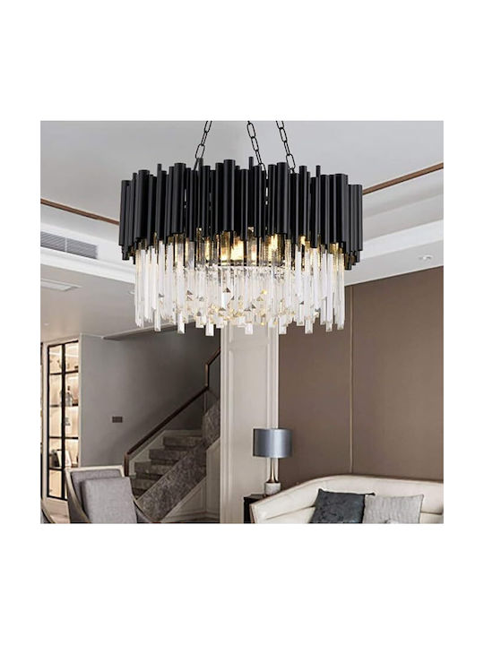 Lightplanet Πολυέλαιος με Κρύσταλλα Μαύρος 6924/800BK