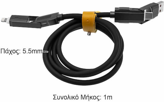 Andowl LED USB-C to Lightning Cable 100W Μαύρο 1m Q-SJ534