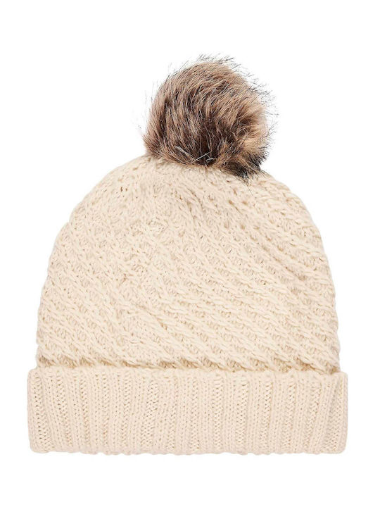 Blizzard Pom Pom Beanie Γυναικείος Fleece Σκούφος Πλεκτός σε Μπεζ χρώμα