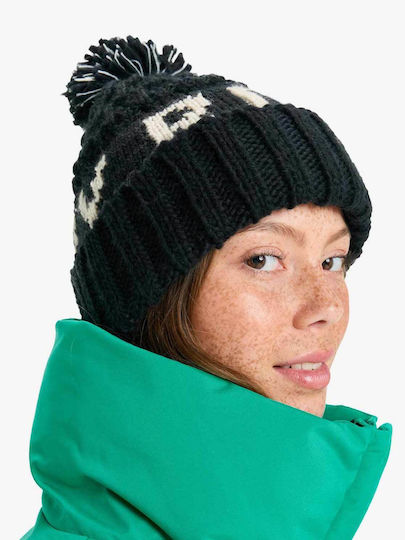 Tonic Pom Pom Beanie Fleece Beanie Knitted in Black color