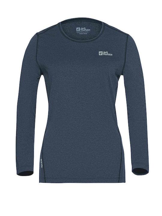 Jack Wolfskin Bluza termica pentru femei cu maneci lungi Albastru