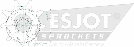 Esjot Pinion Spate Oțel 520 Negru 46 Dinți 50-32177-46