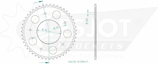 Esjot Rear Steel Sprocket 525 Black 47 Teeth 50-29040-47