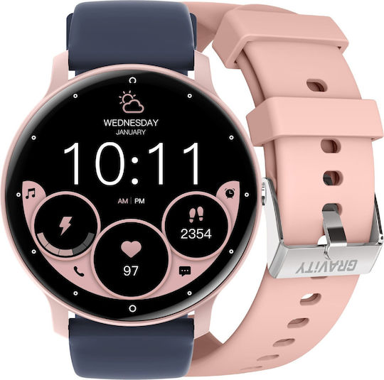 Gravity GT1 Pro 46mm Smartwatch with Heart Rate Monitor (Blue / Pink)