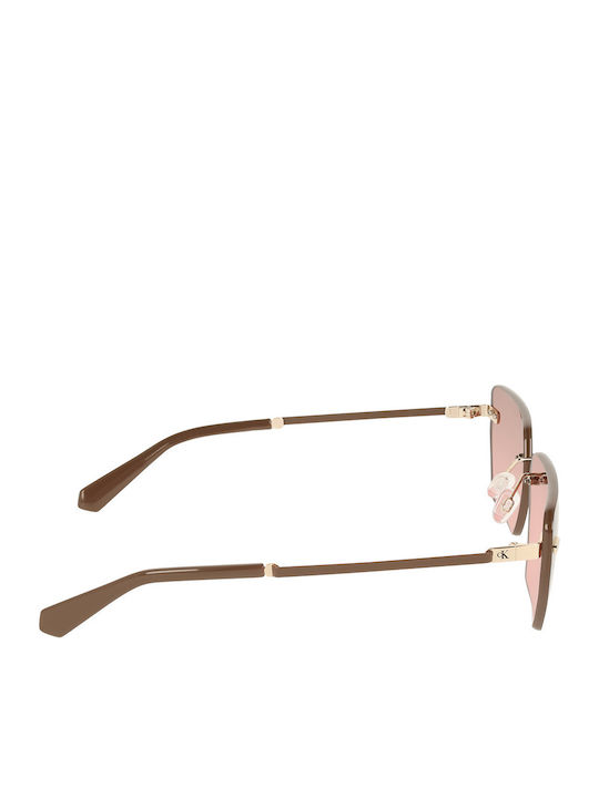 Calvin Klein Feminini Ochelari de soare cu Auriu Cadru și Maro Degrade Lentilă CKJ25207S 725